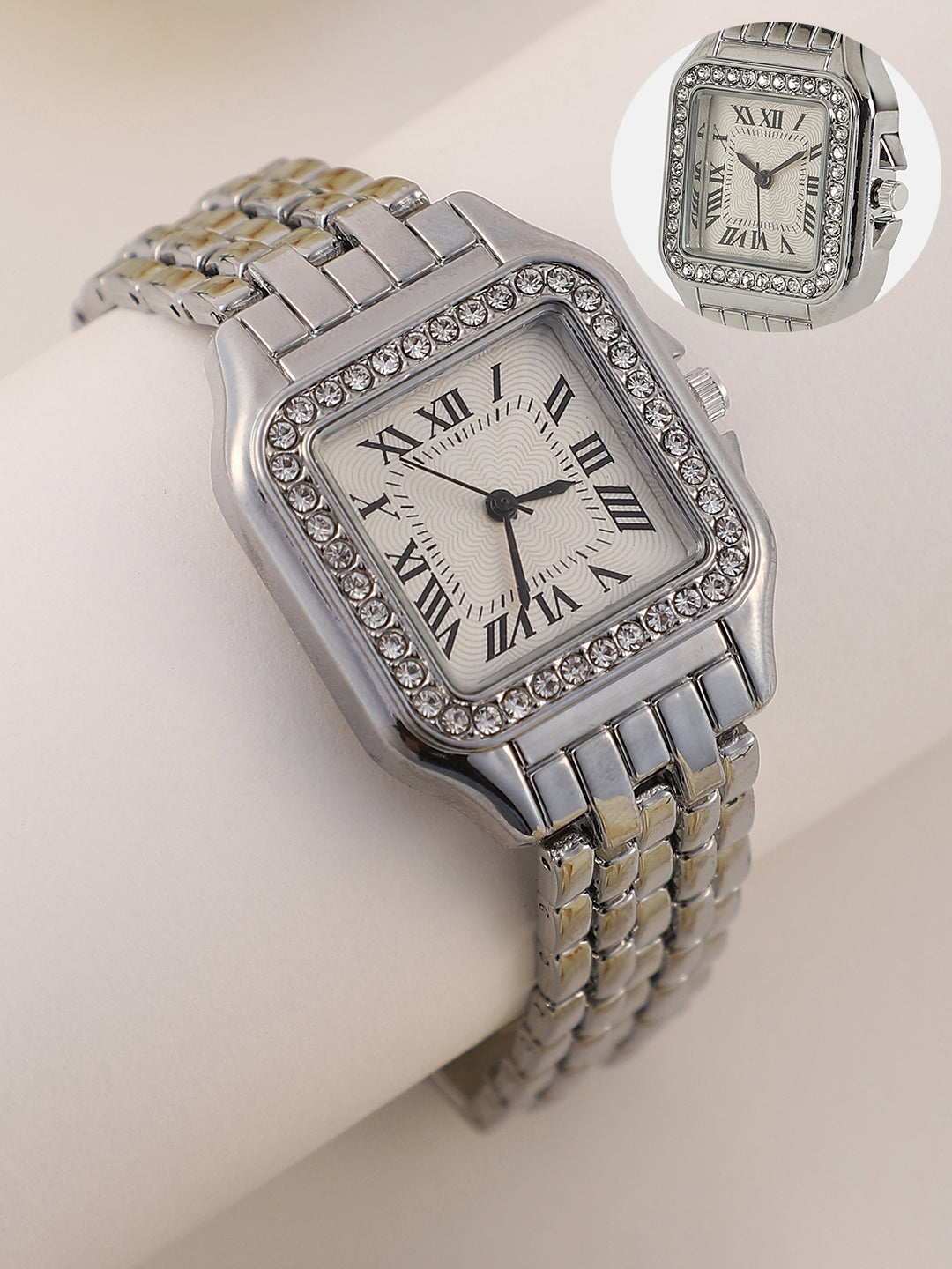 The Solene Square Watch - Metallic Silver