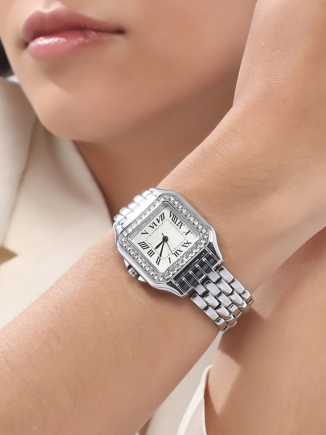 The Solene Square Watch - Metallic Silver