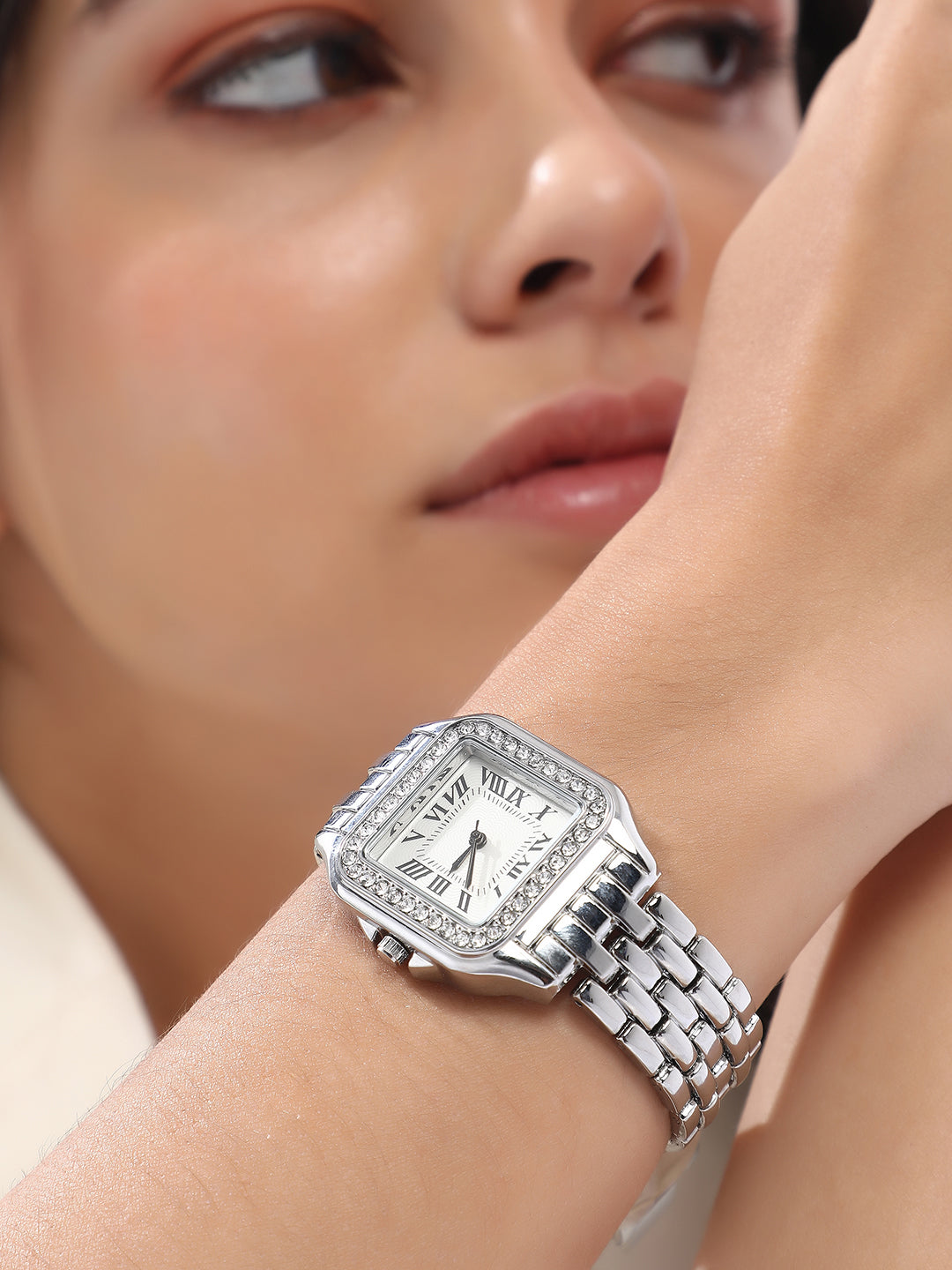 The Solene Square Watch - Metallic Silver