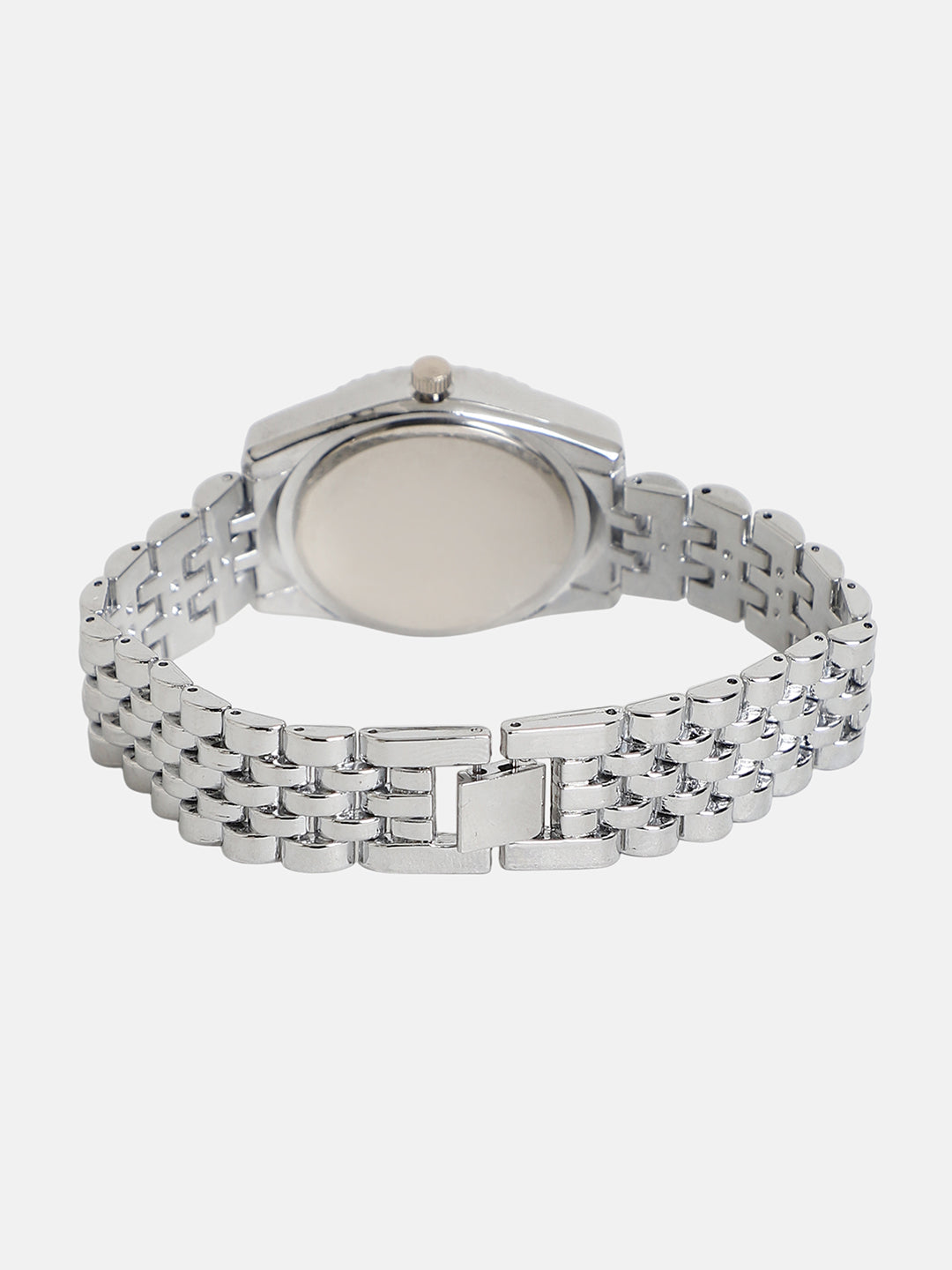 The Ribbed H-Link Round Watch - Metallic Silver