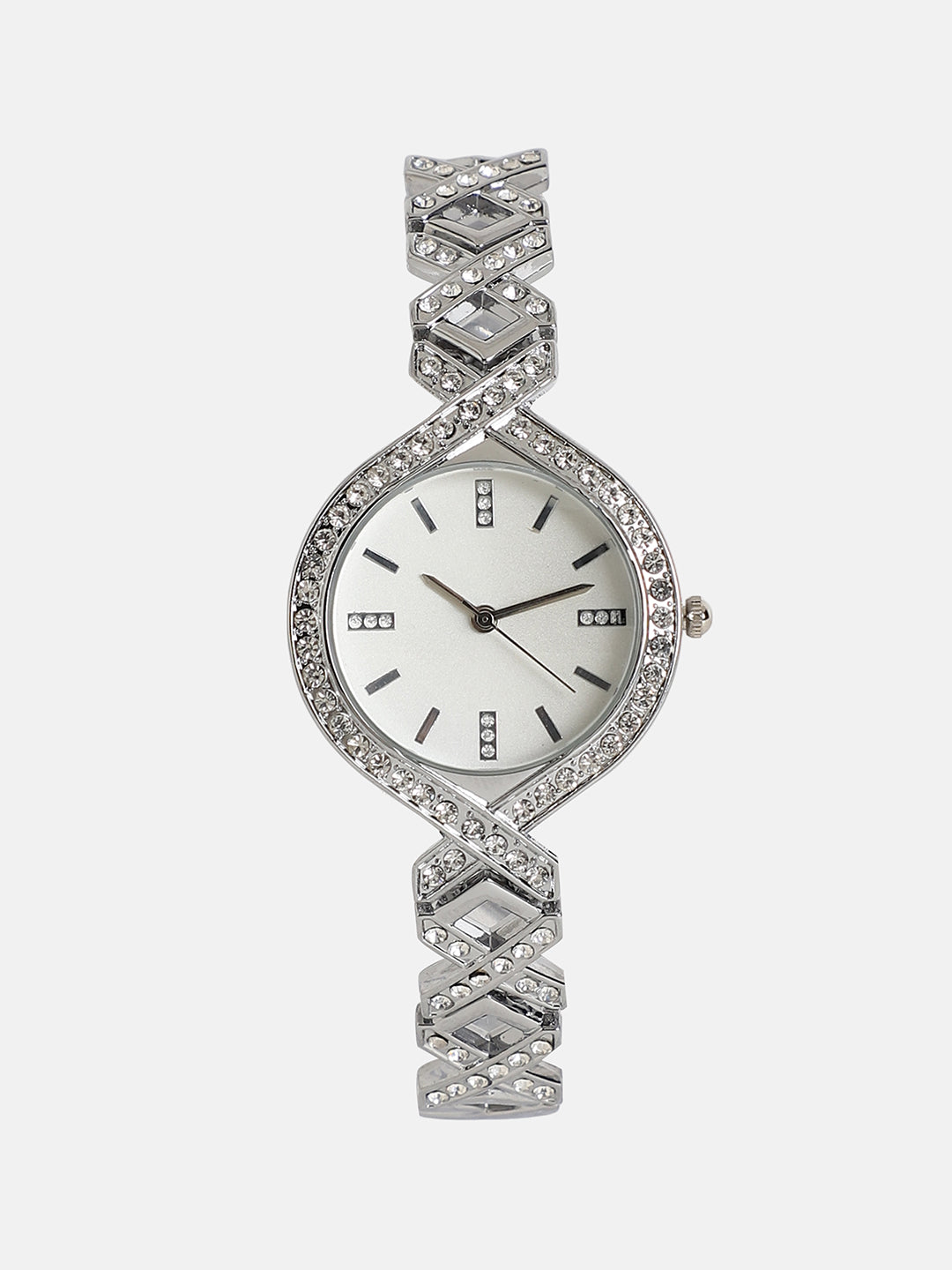 The Bijou Braided Round Watch - Metallic Silver