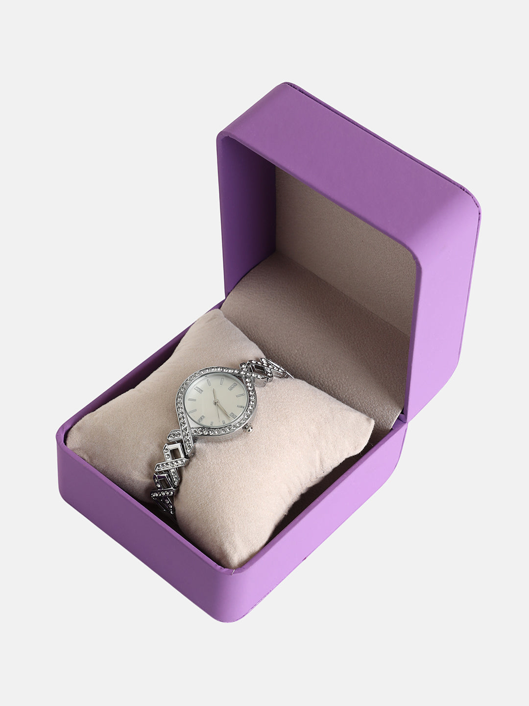 The Bijou Braided Round Watch - Metallic Silver