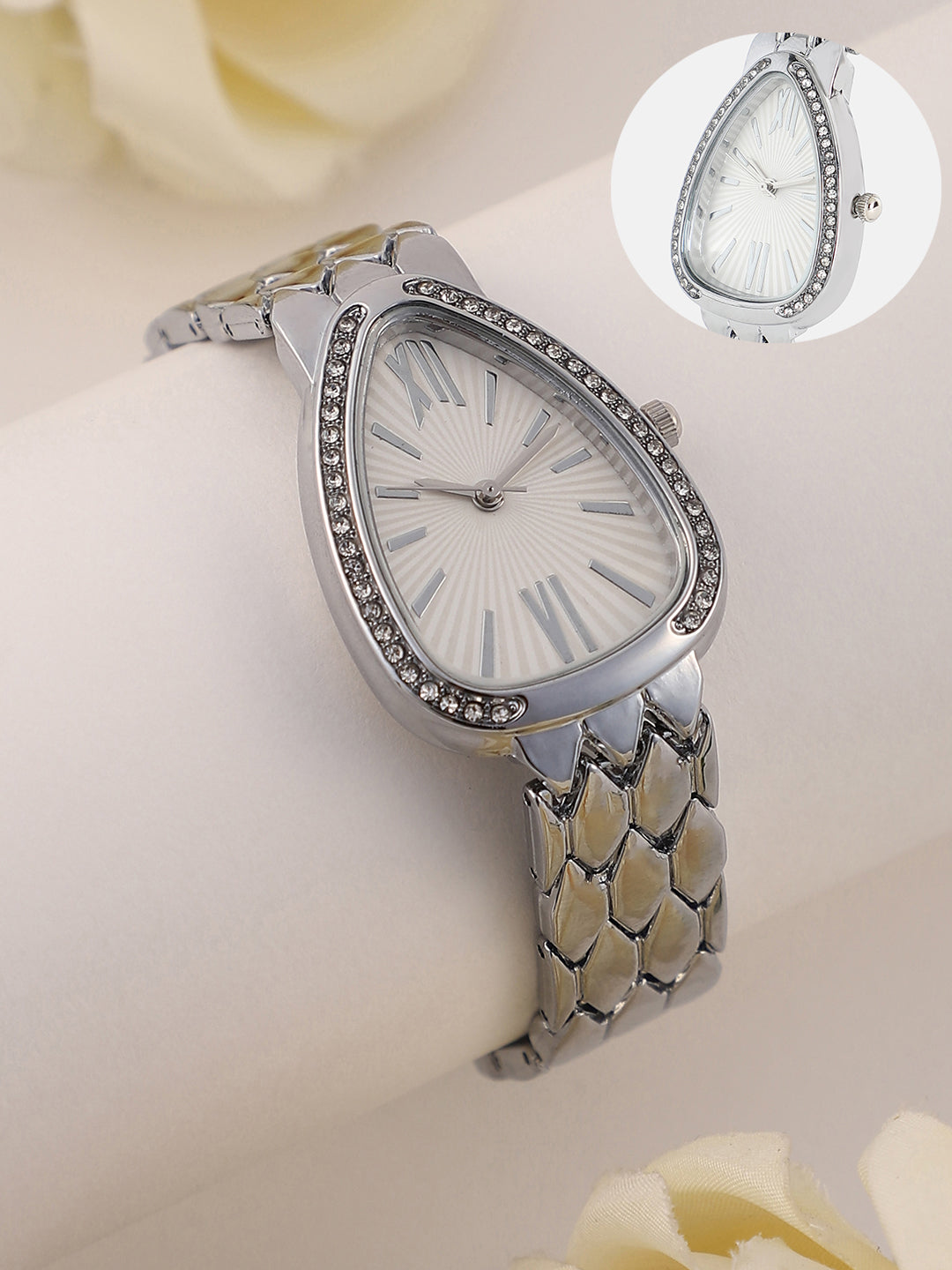 The Roman Serpenti Asymmetric Watch - Metallic Silver