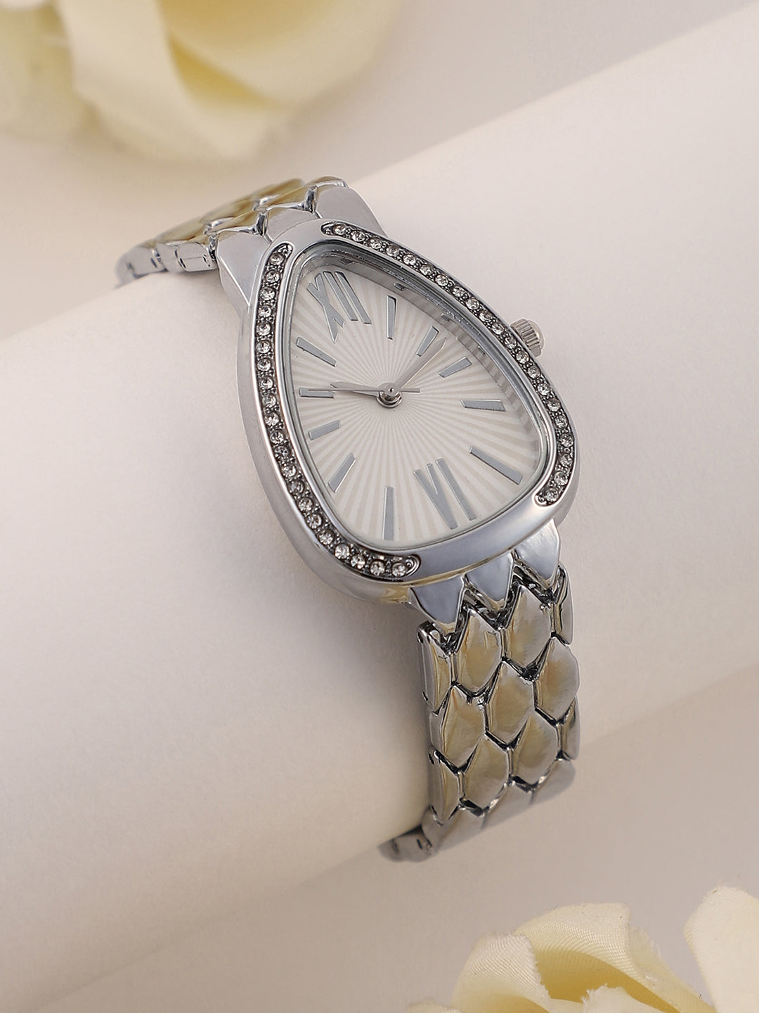 The Roman Serpenti Asymmetric Watch - Metallic Silver