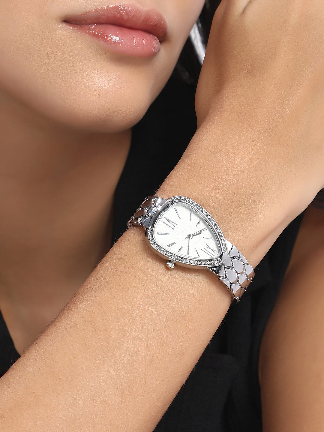 The Roman Serpenti Asymmetric Watch - Metallic Silver