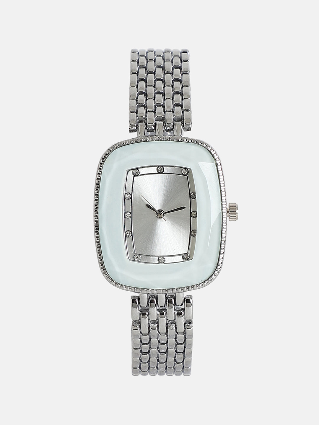 The Grecian Rectangular Diamond Watch - Metallic Silver