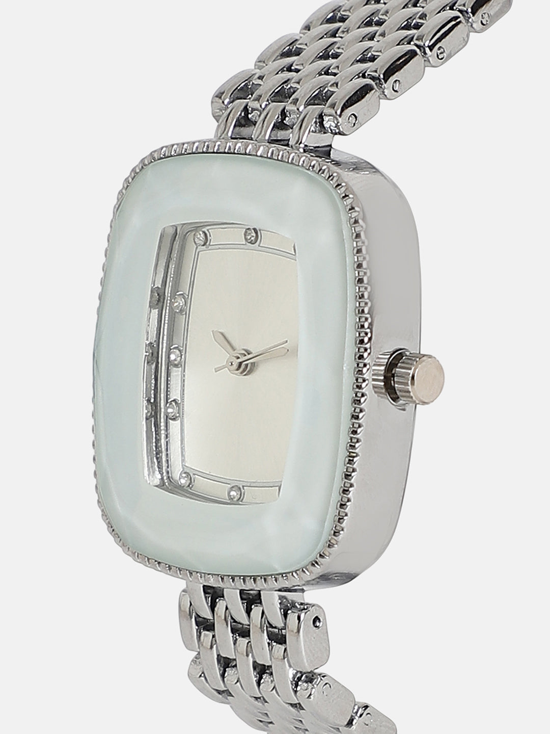 The Grecian Rectangular Diamond Watch - Metallic Silver