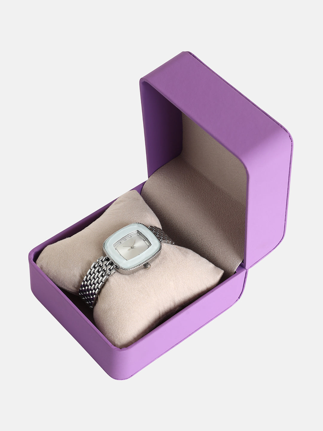 The Grecian Rectangular Diamond Watch - Metallic Silver