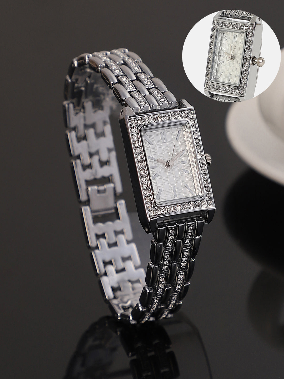 The Chérie Rectangular Watch - Metallic Silver