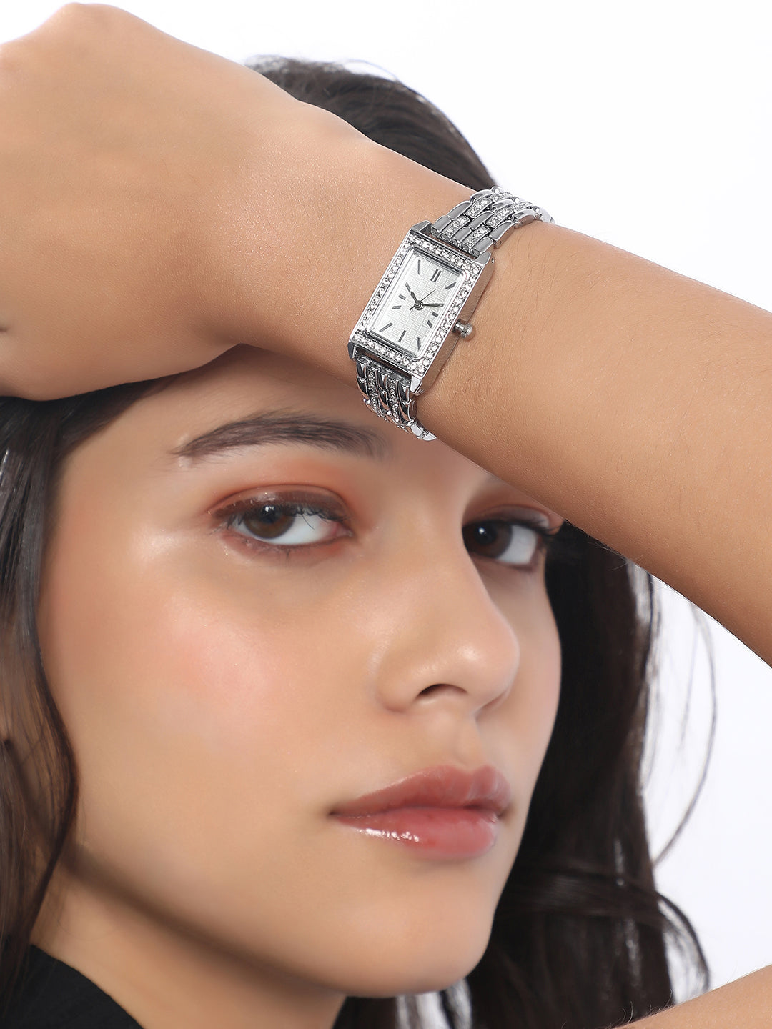 The Chérie Rectangular Watch - Metallic Silver