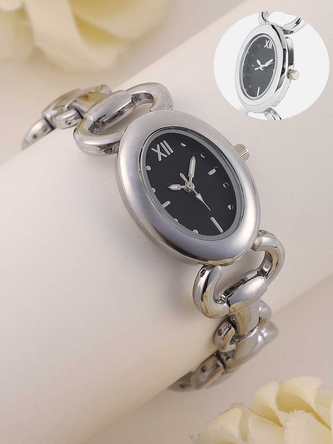 The Orb-Link Oval Watch - Metallic Silver