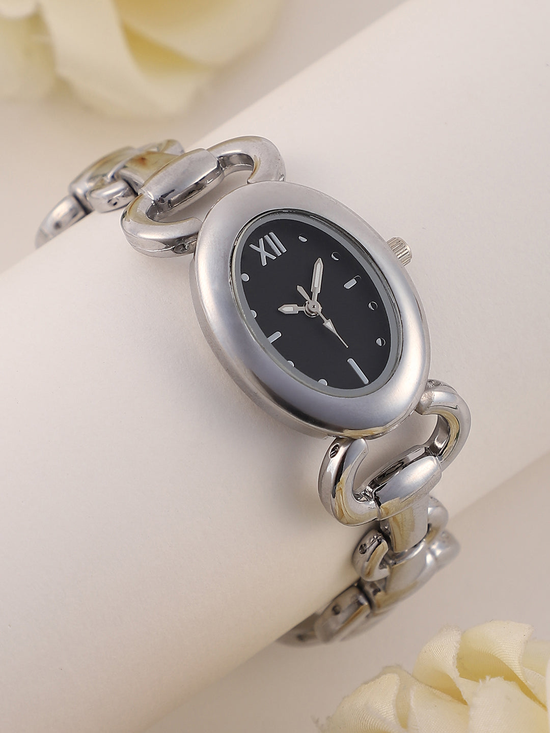 The Orb-Link Oval Watch - Metallic Silver