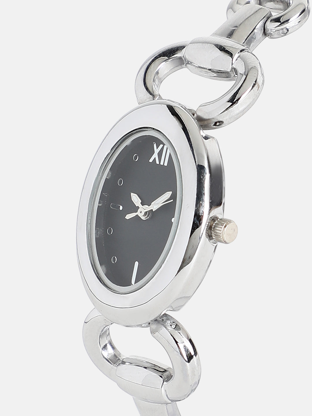 The Orb-Link Oval Watch - Metallic Silver