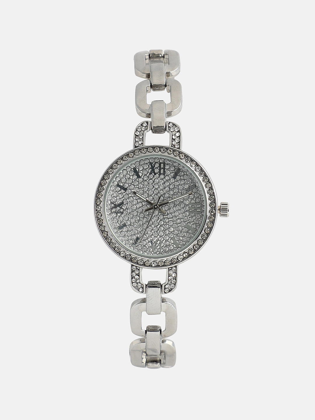 The Orne Roman-Link Round Watch - Metallic Silver