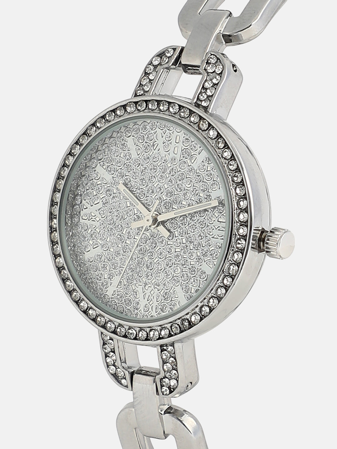 The Orne Roman-Link Round Watch - Metallic Silver