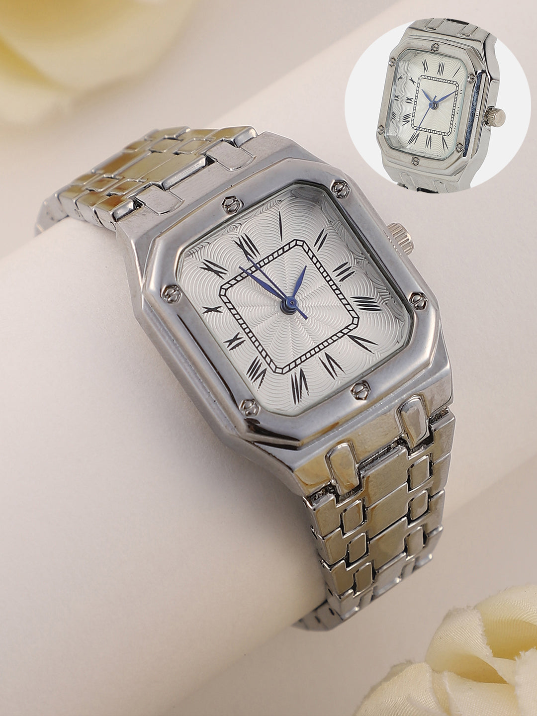 The Torque Roman Square Watch - Metallic Silver