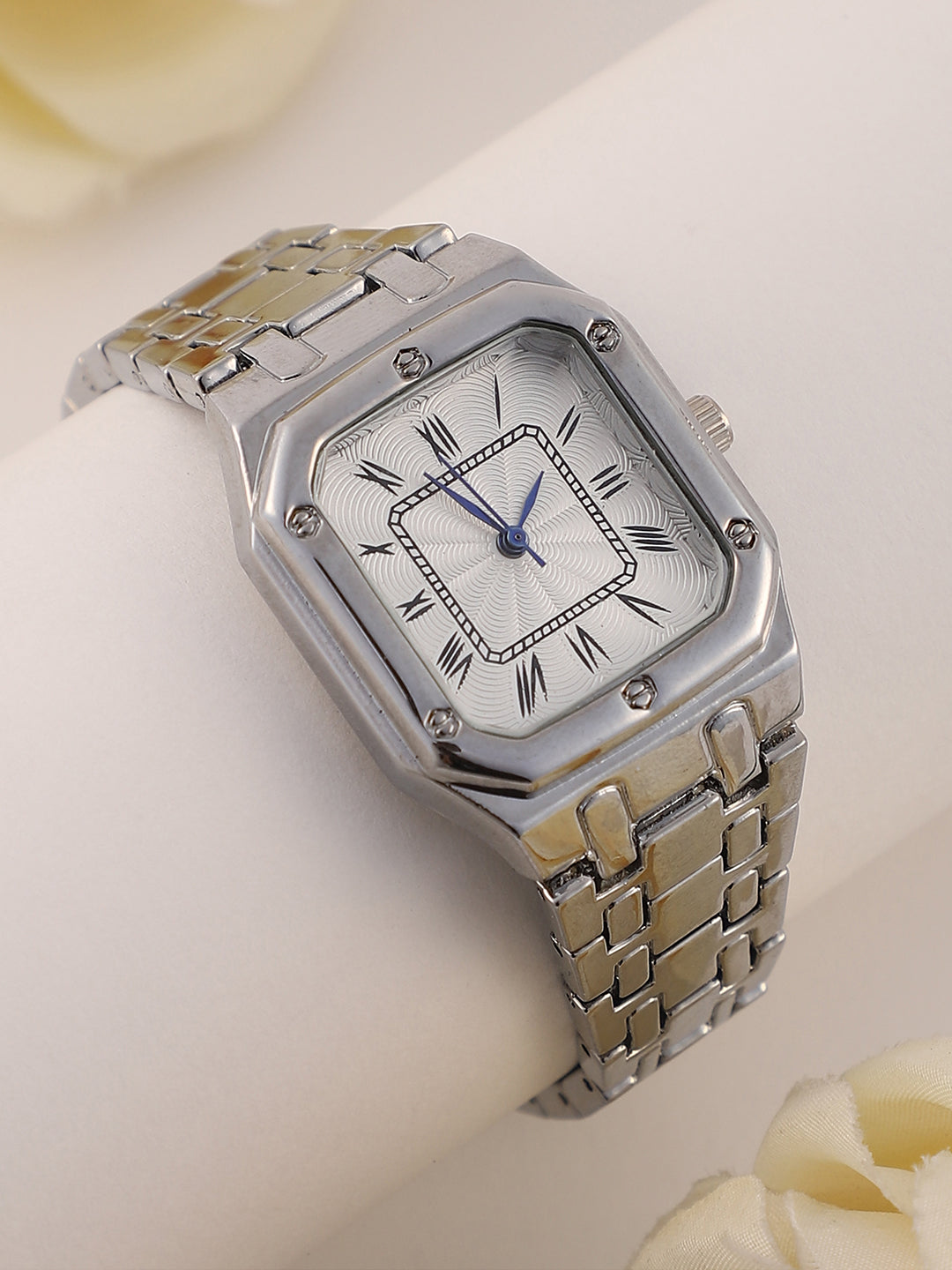 The Torque Roman Square Watch - Metallic Silver