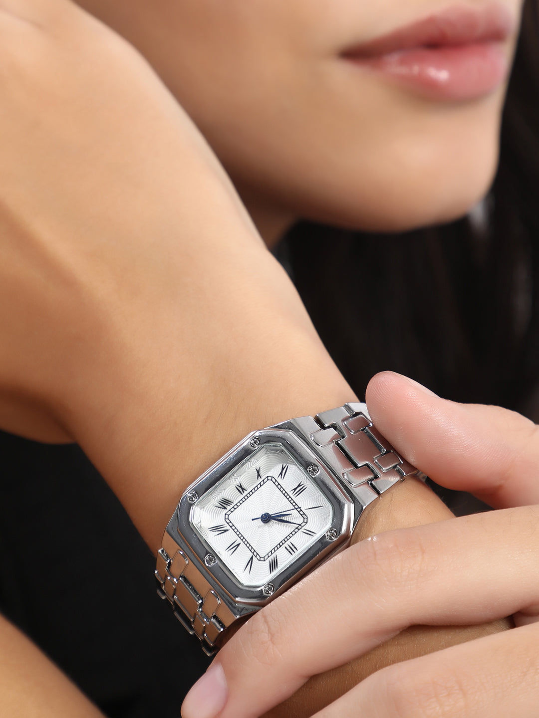 The Torque Roman Square Watch - Metallic Silver