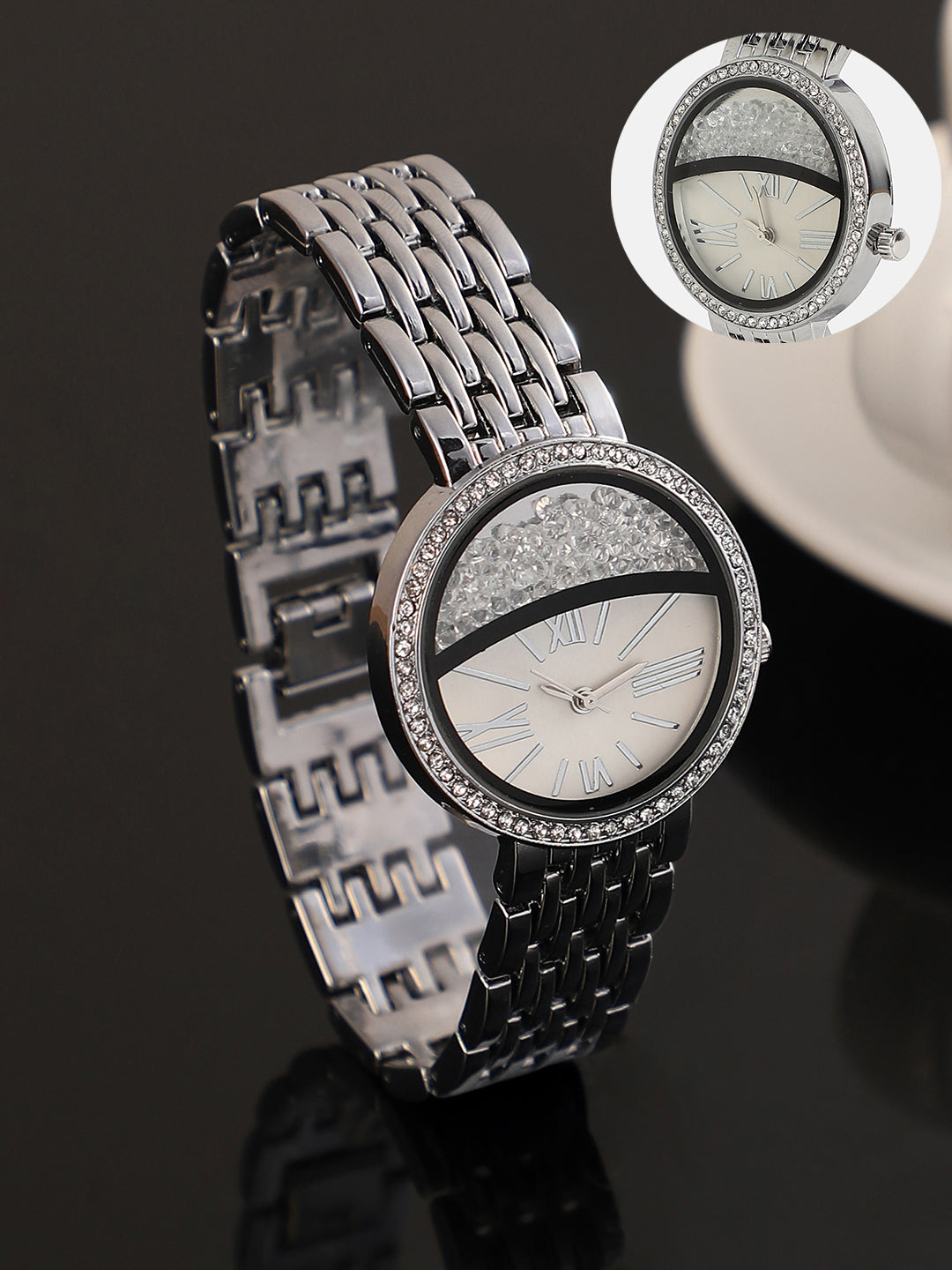 The Horizon Bijou Round Watch - Metallic Silver