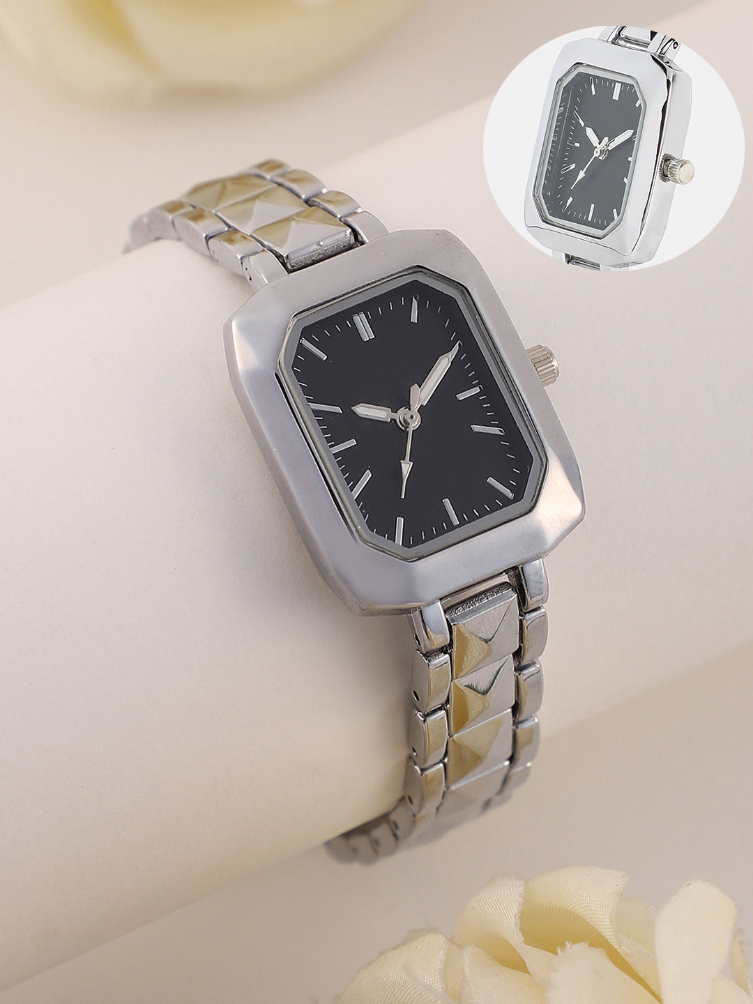 The Savile Rectangular Watch - Metallic Silver