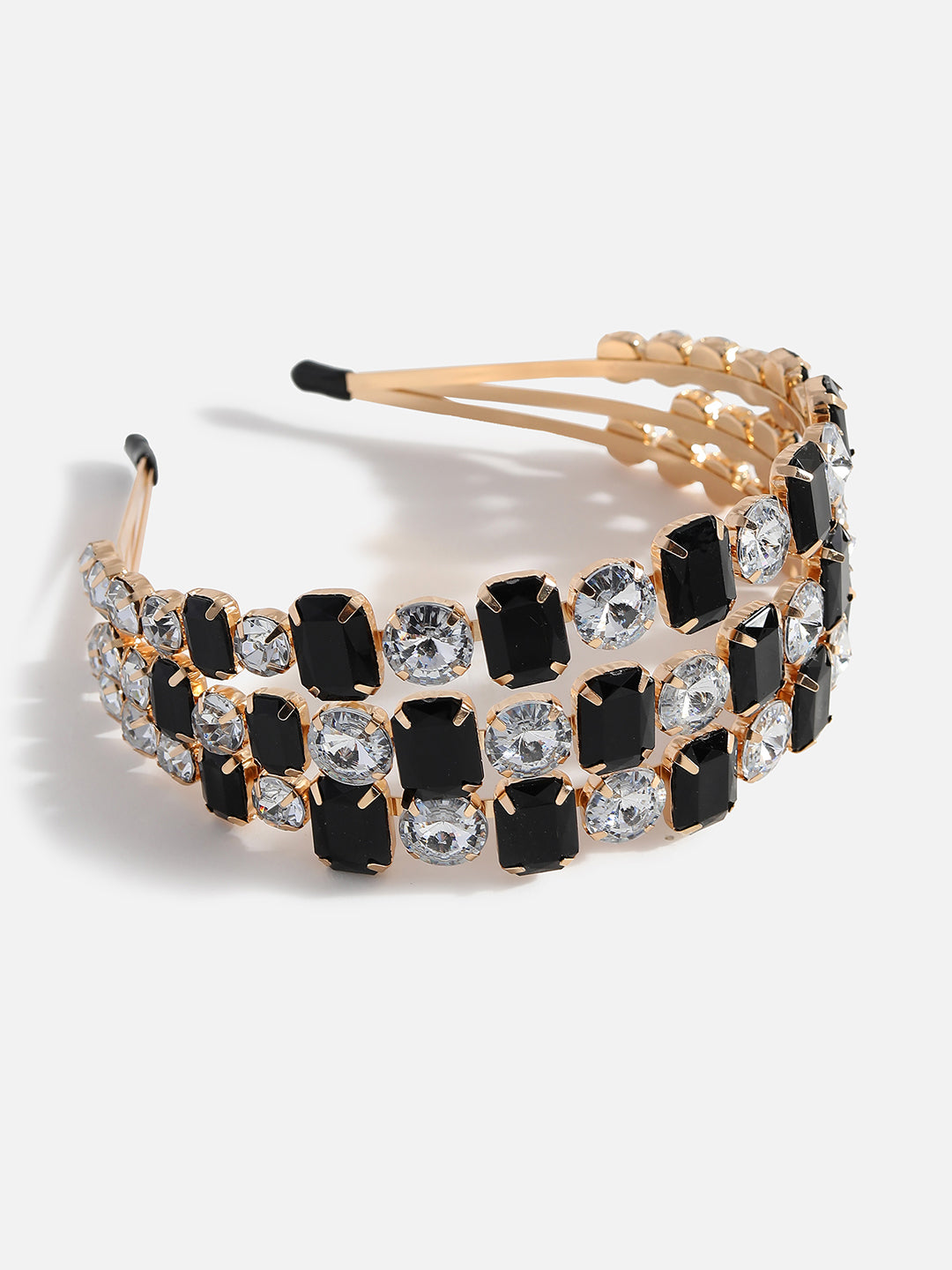 Black Stones Gold Plated Hairband