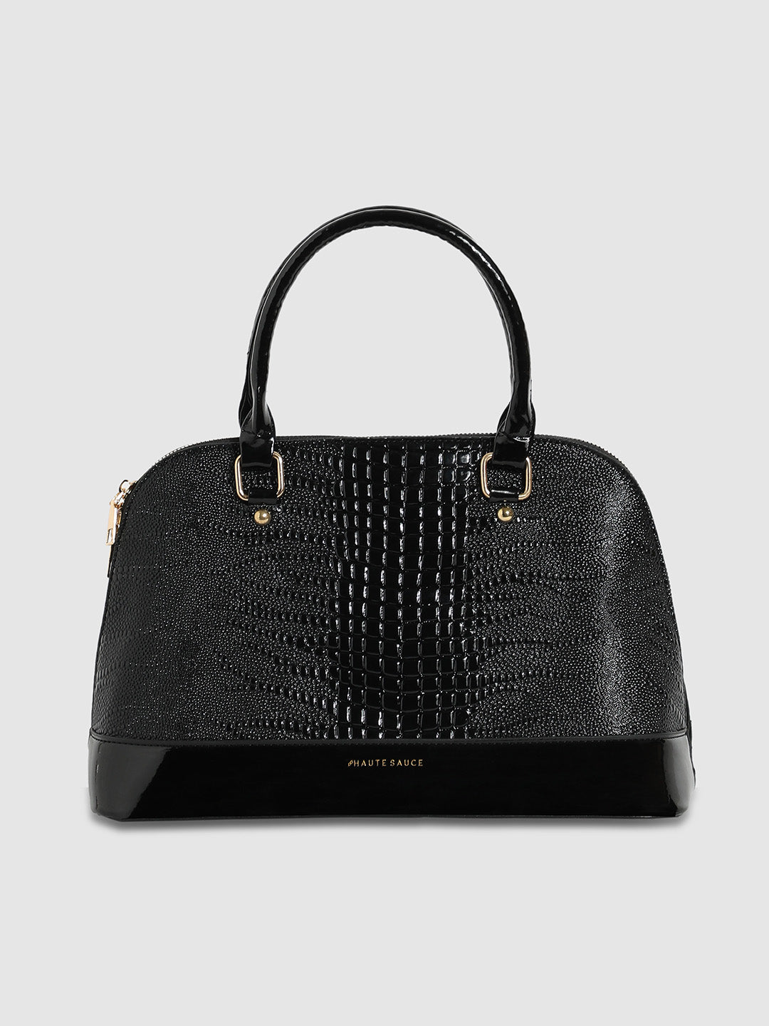 Croc Top Handle Handbag - Black