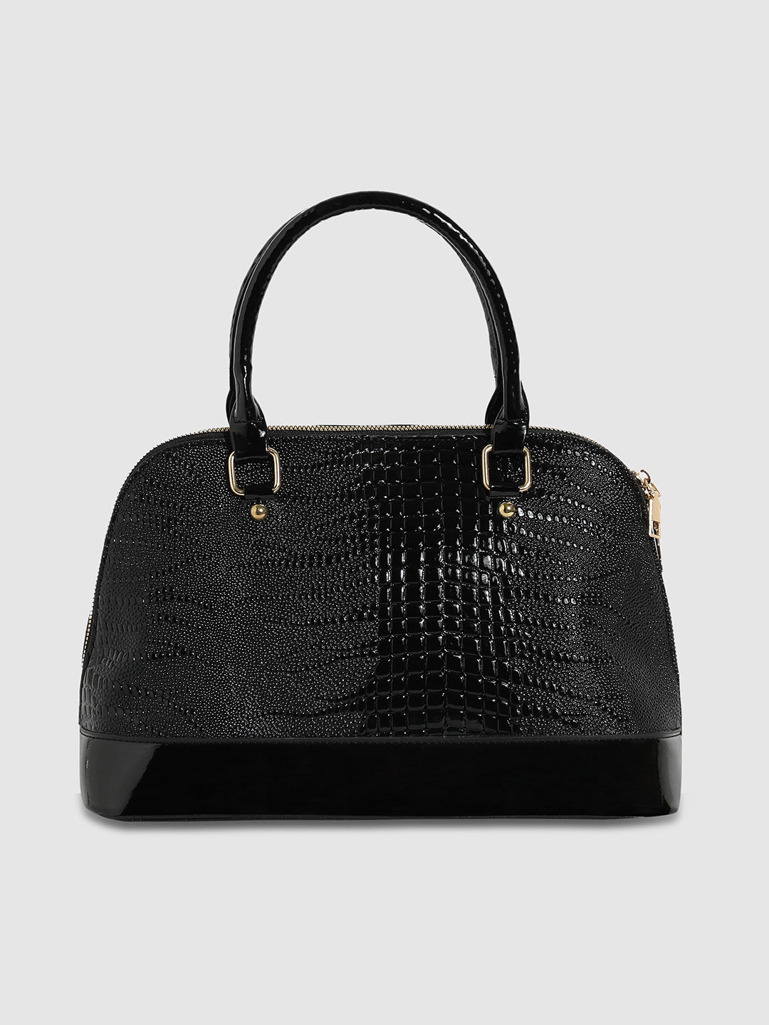 Croc Top Handle Handbag - Black