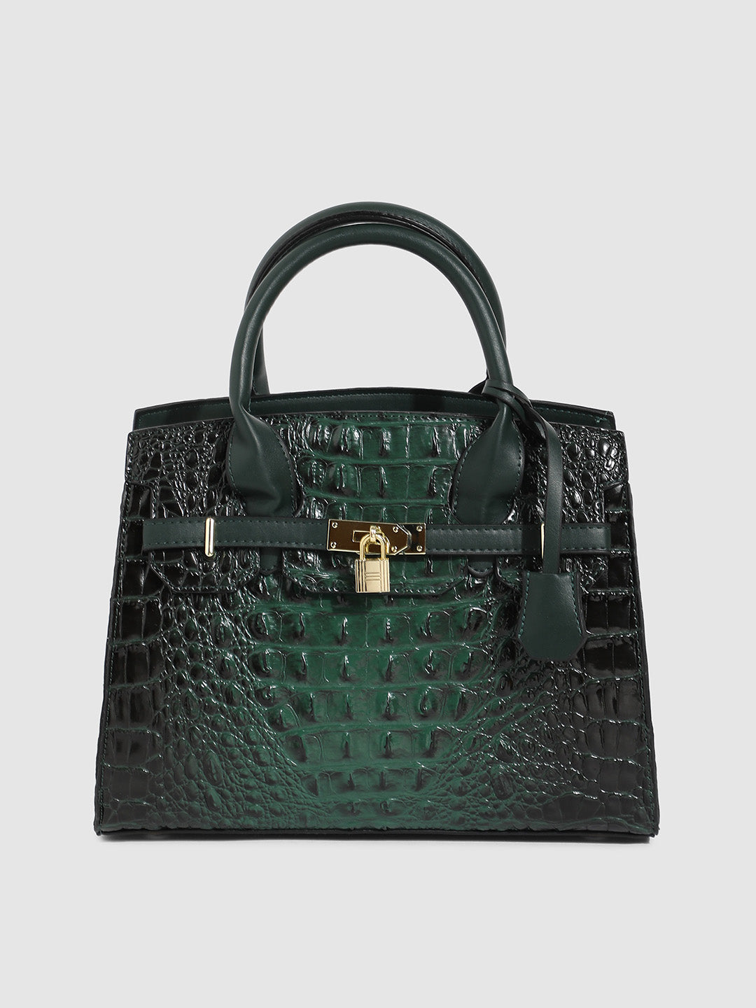 Lock Buckle Handbag - Forest Green