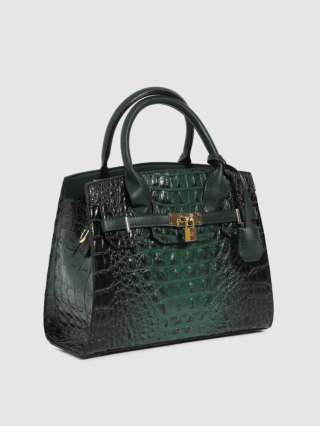 Lock Buckle Handbag - Forest Green