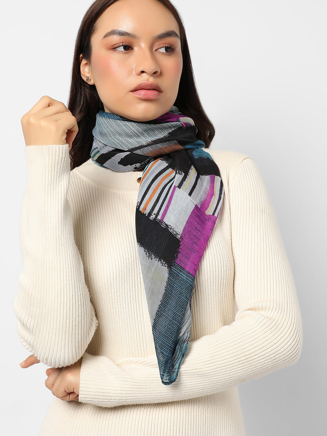 Color Blocked Pink & Purple Scarf