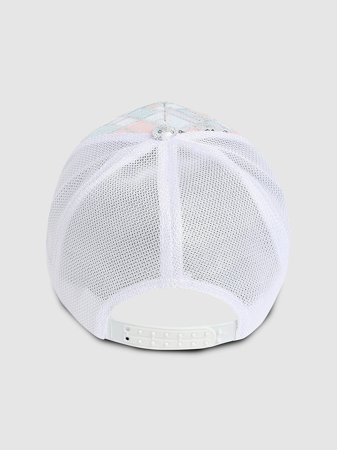 Sequin Block Baseball Cap - White