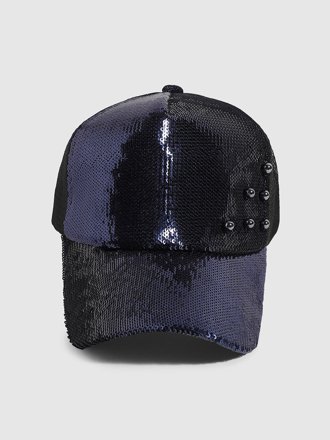 Embellished Baseball Cap - Navy Blue & Black