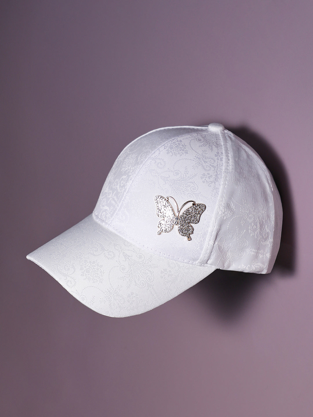 Jaquard Butterfly Baseball Cap - White