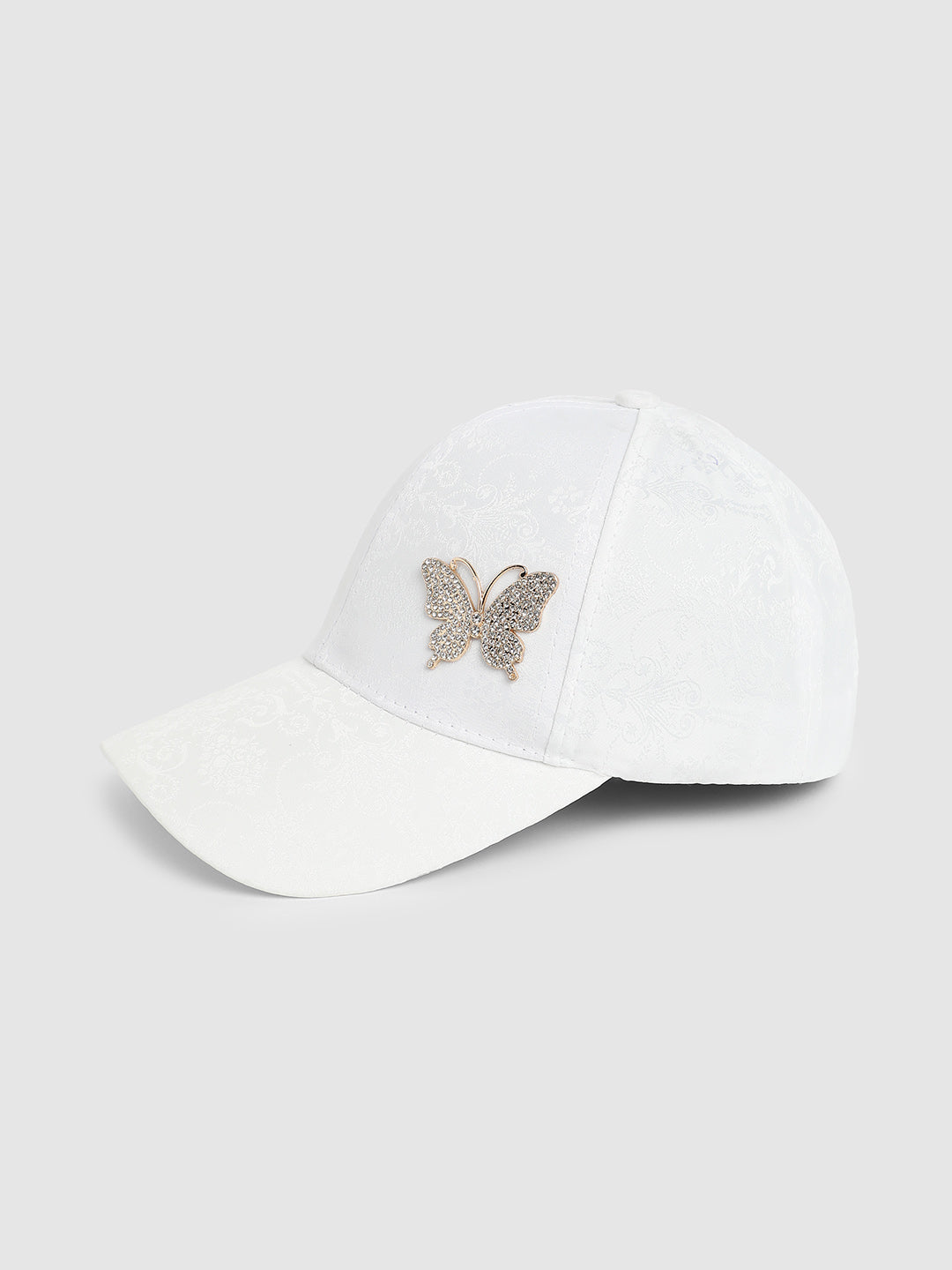 Jaquard Butterfly Baseball Cap - White