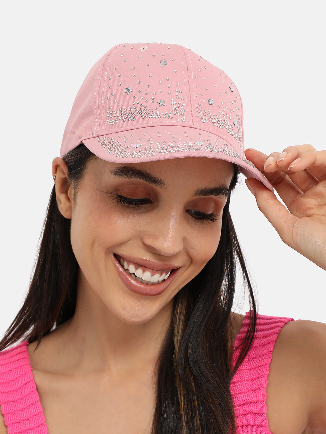 Rhinestone Galaxy Baseball Cap - Baby Pink