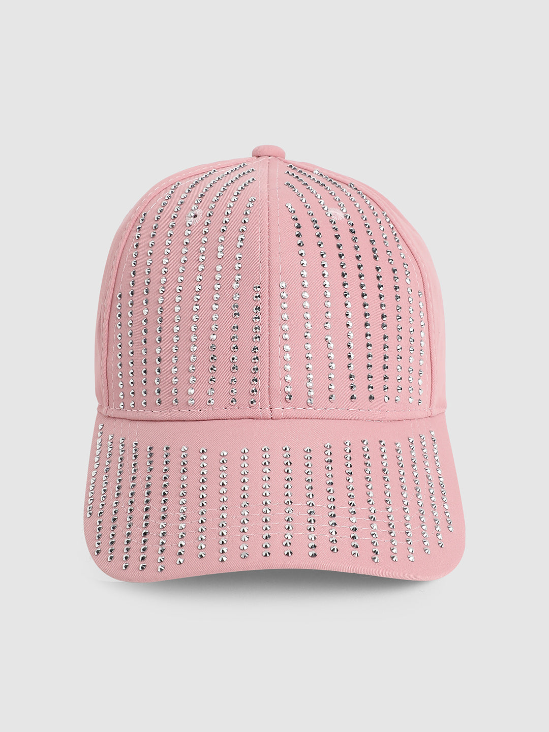 Rhinestone Lined Baseball Cap - Baby Pink