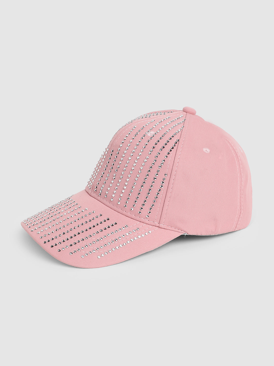 Rhinestone Lined Baseball Cap - Baby Pink