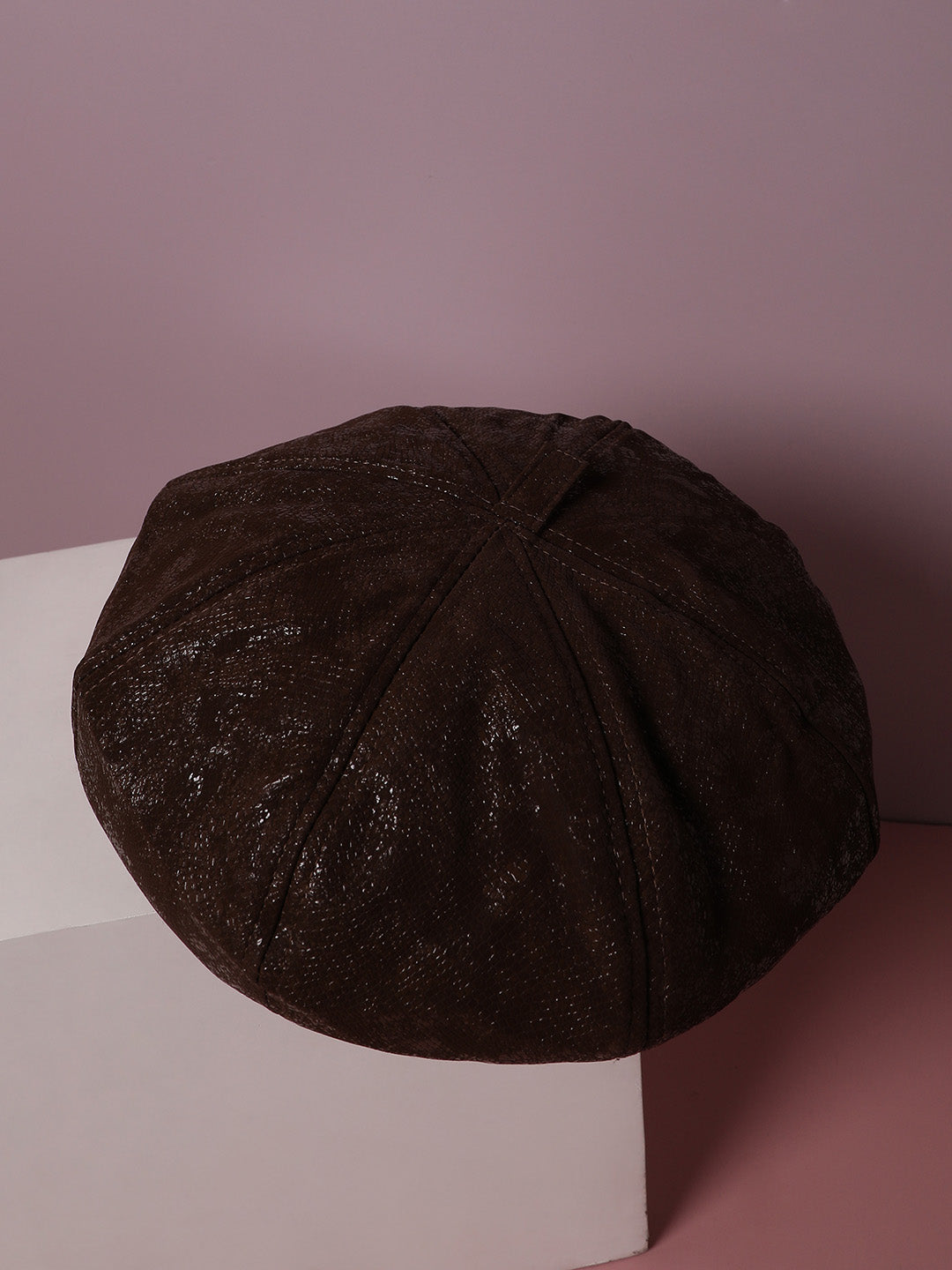 Pebbled Bakerboy Hat - Coffee Brown