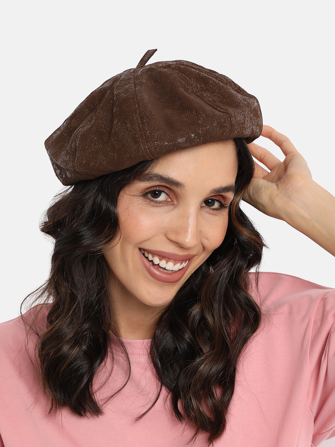 Pebbled Bakerboy Hat - Coffee Brown