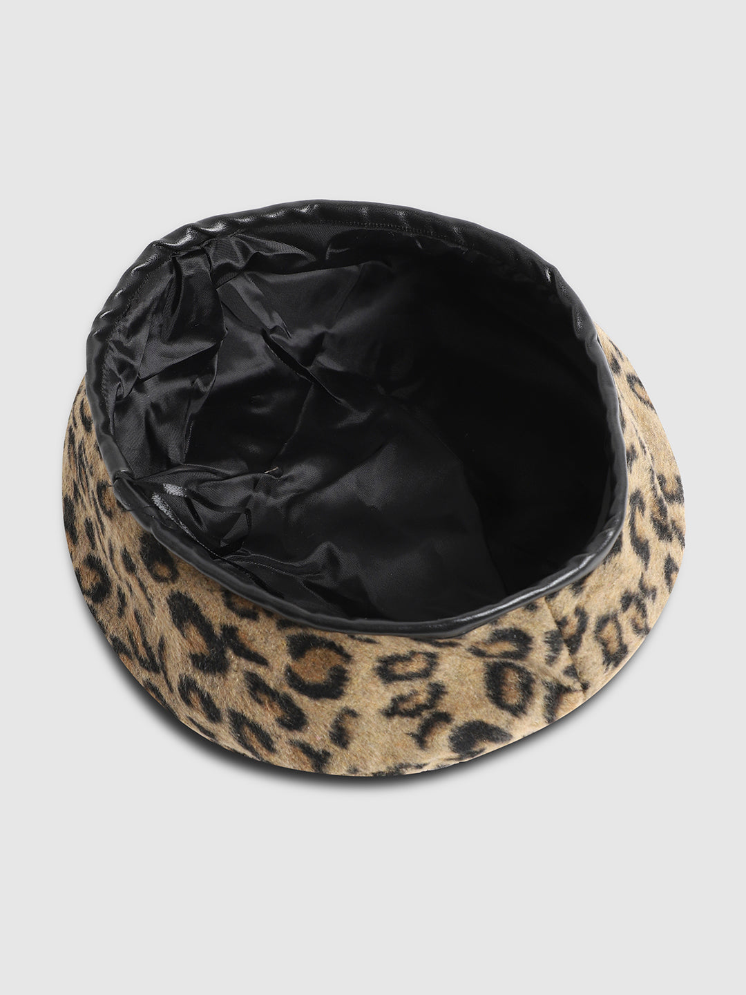 Leopard Print Beret Hat - Beige