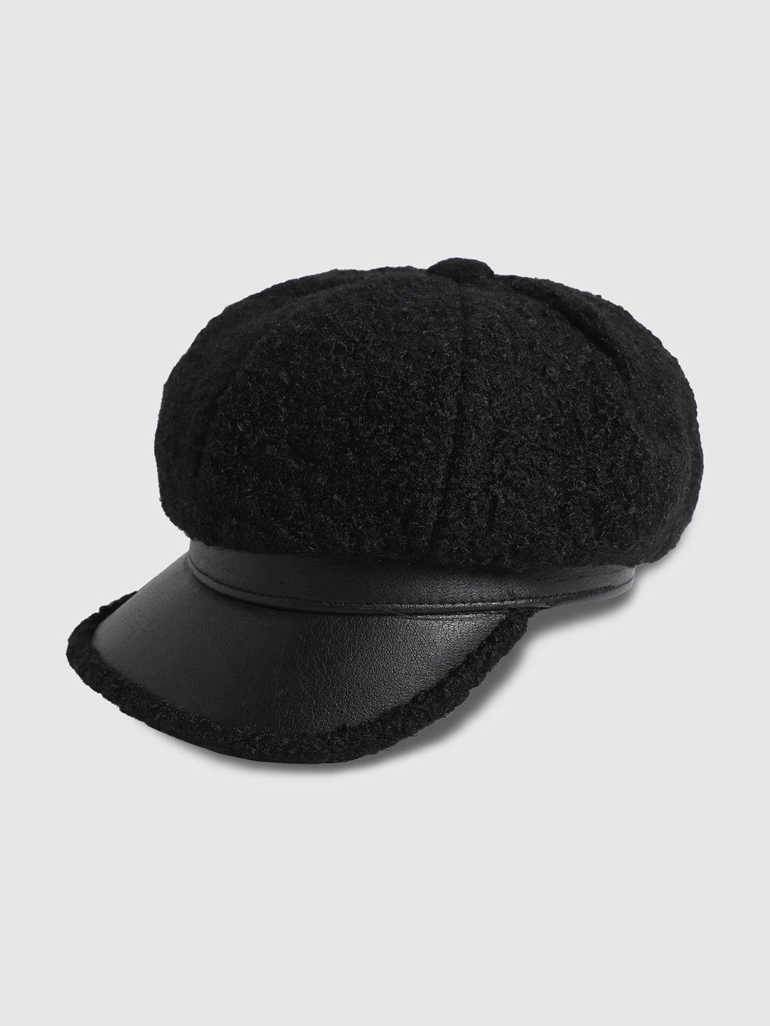 Sherpa Newsboy Cap - Black