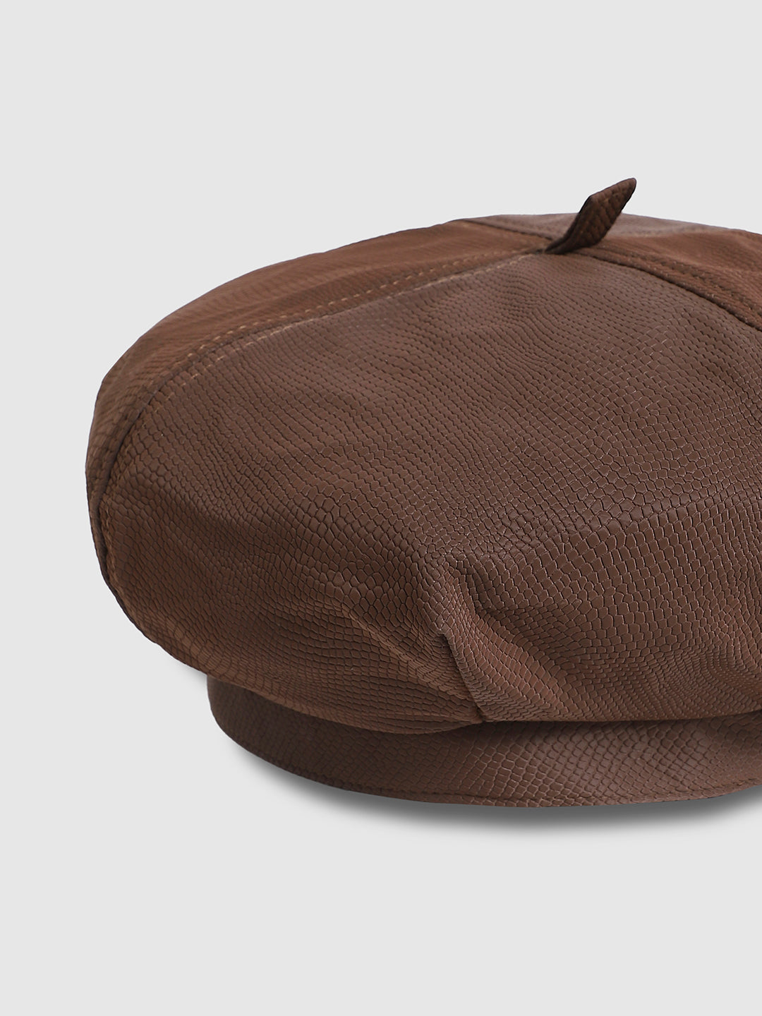 Pebbled Bakerboy Hat - Chocolate Brown