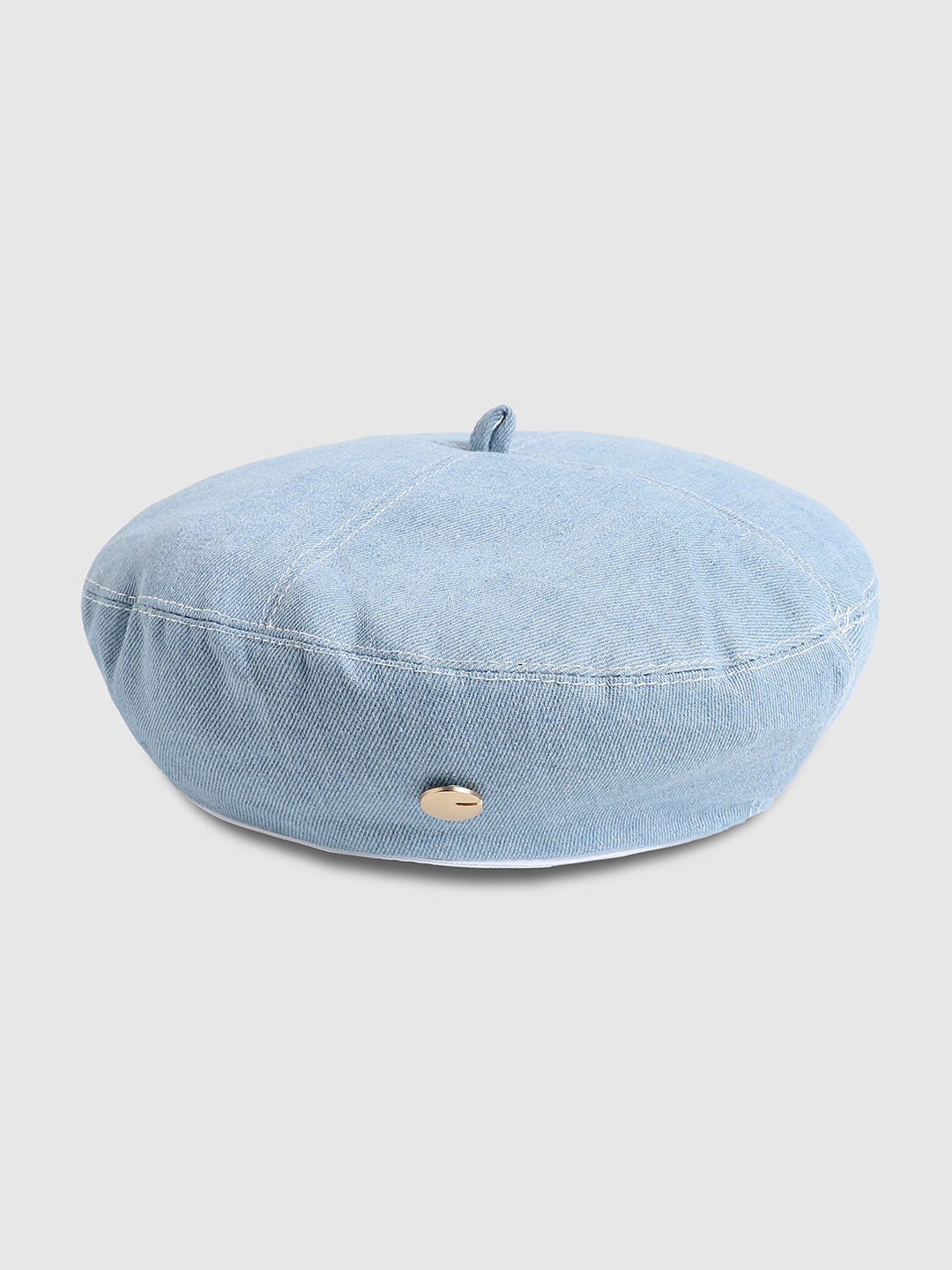 Denim Beret Hat - Light-Wash Blue