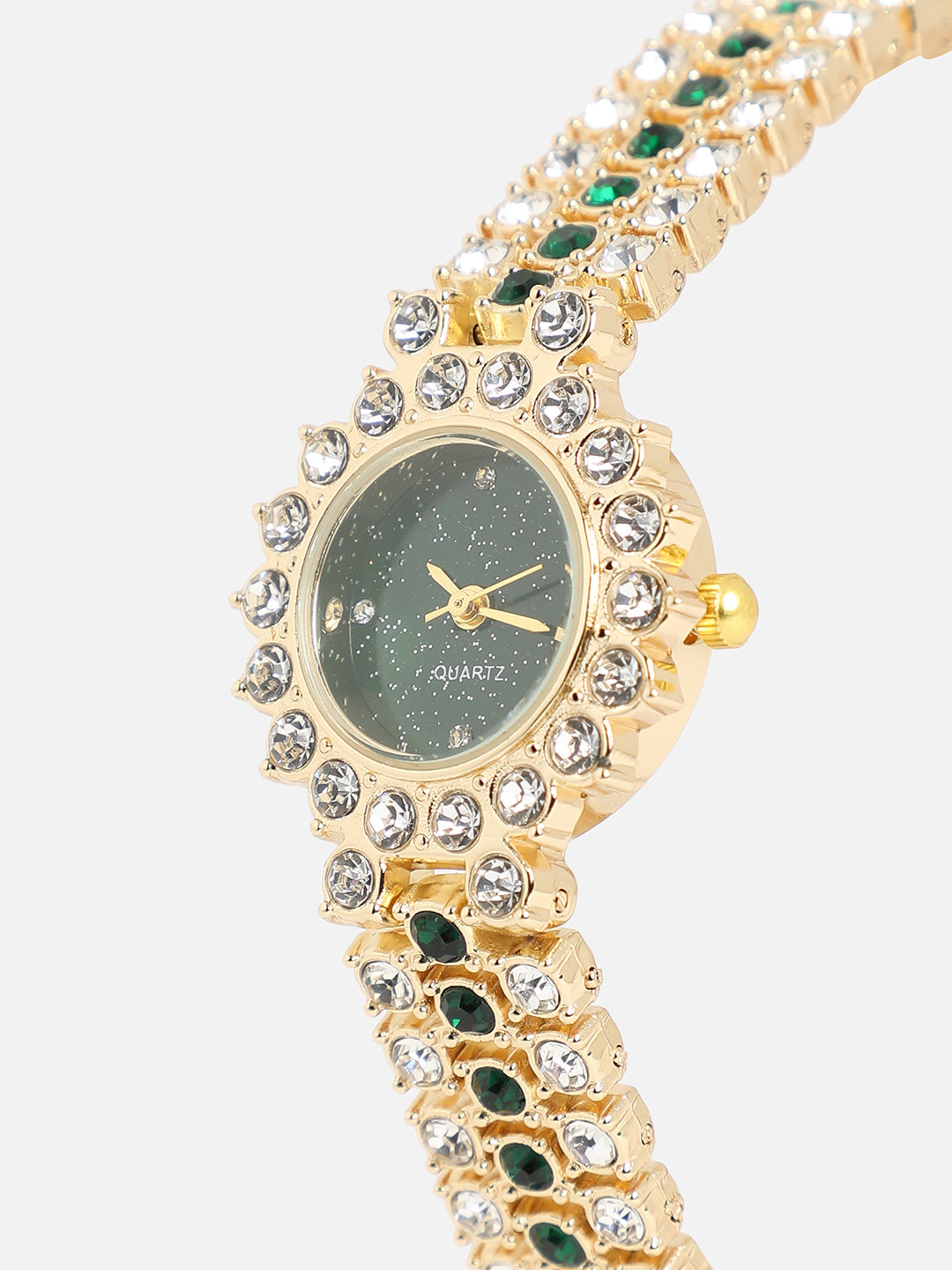 Embellished Round Watch - Gold