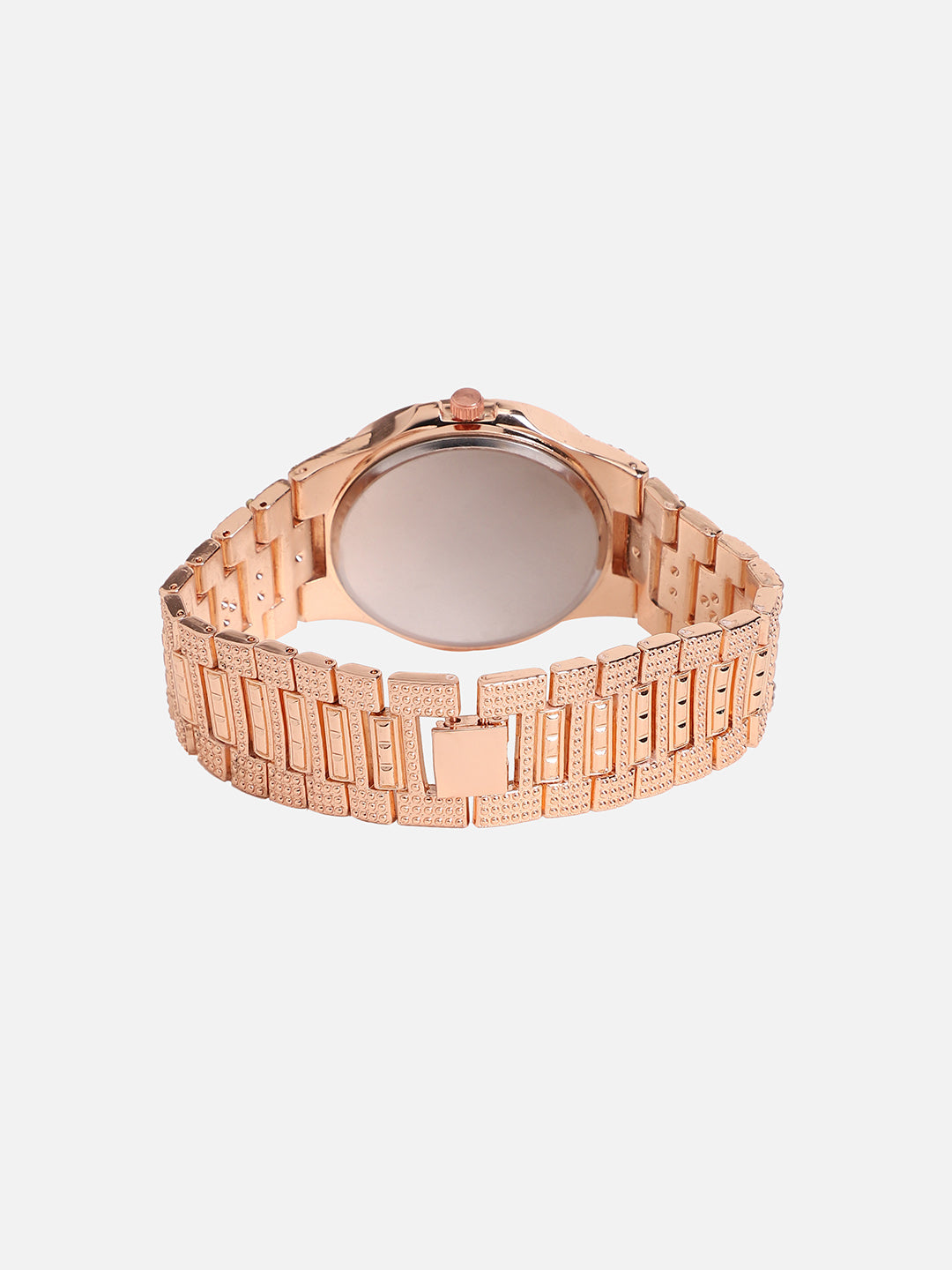 Embellished Round Watch - Rose Gold