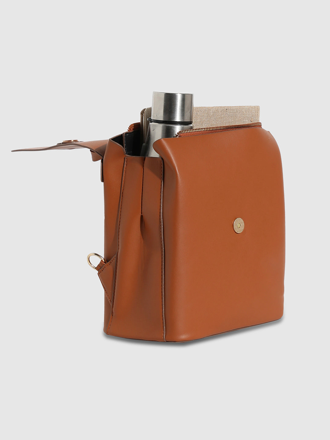 Buckle Flap Backpack - Brown