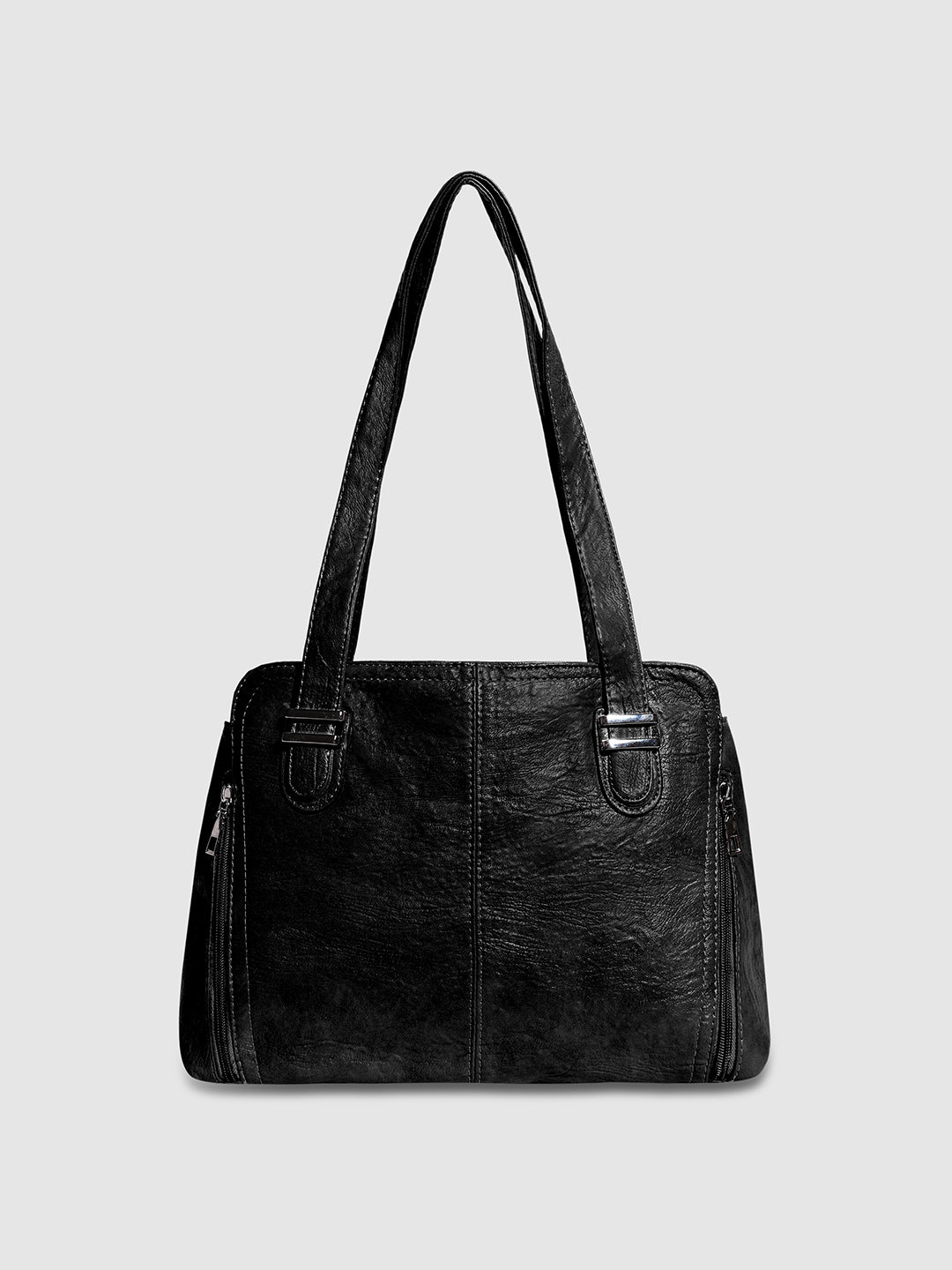 Structured Side-Zip Handbag - Black