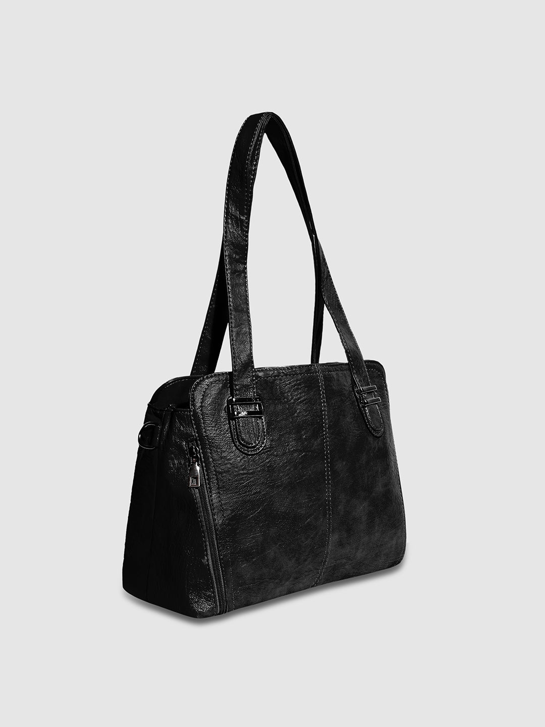 Structured Side-Zip Handbag - Black