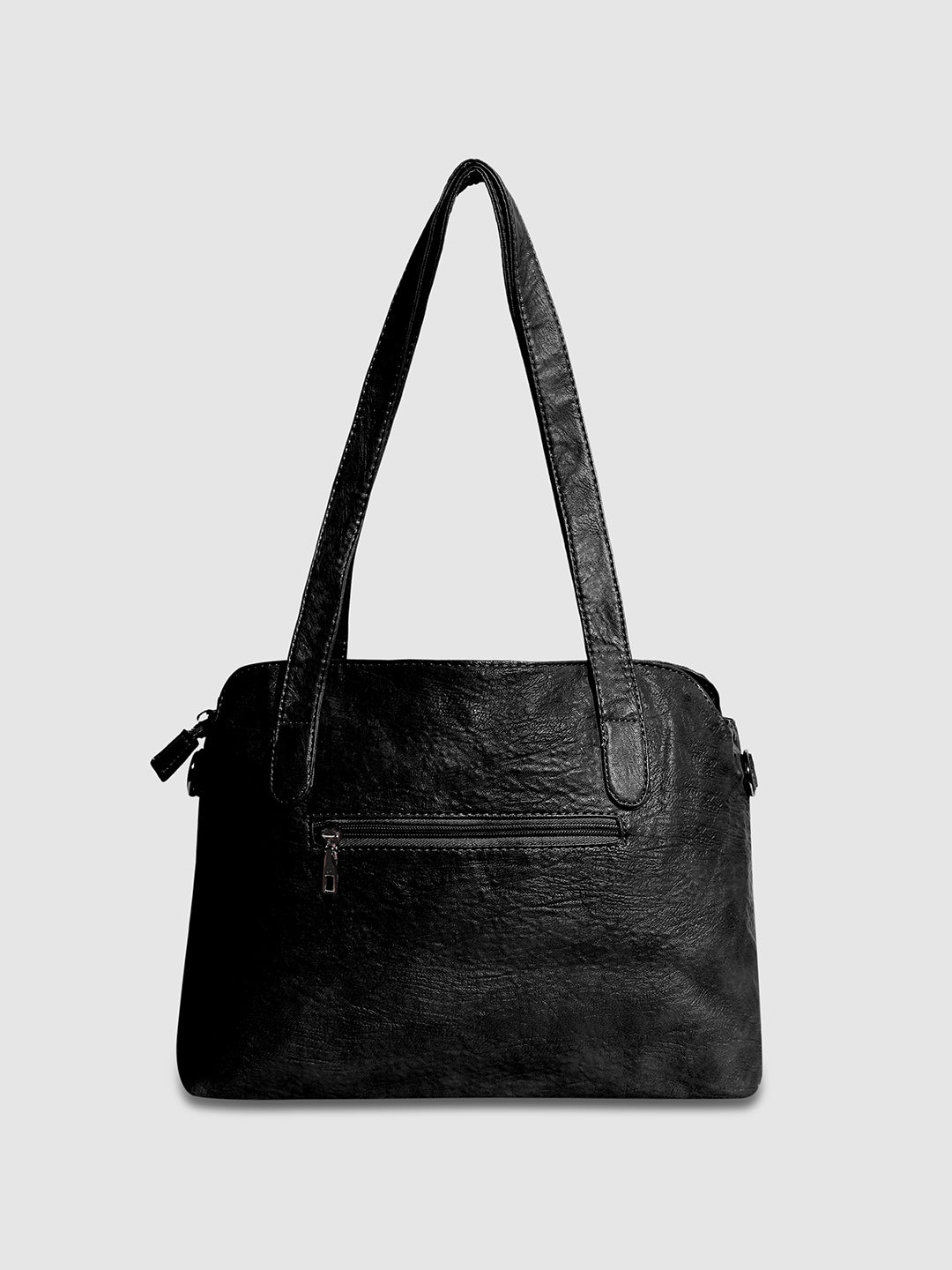 Structured Side-Zip Handbag - Black