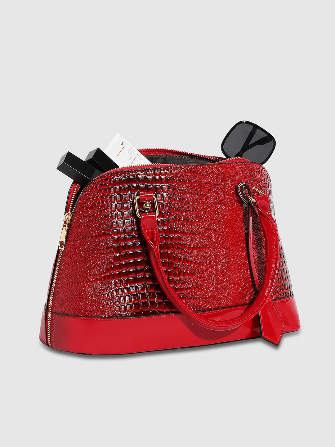 Croc Top Handle Handbag - Red